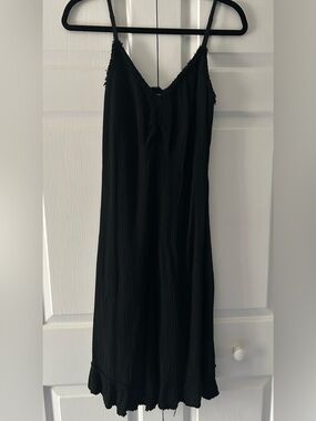 Red Haute Black V-Neck Gauze Midi Slip Dress